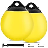 VEITHI 2 Pack 9.8 x 12.2 in Boat Buoy Balls Anchor Buoy Round Boat Fenders,Vinyl Inflatable Boat Mooring Buoys with Pump,Boat Buoys Bumpers for Anchoring/Marking/Docking/Marker Buoys Yellow