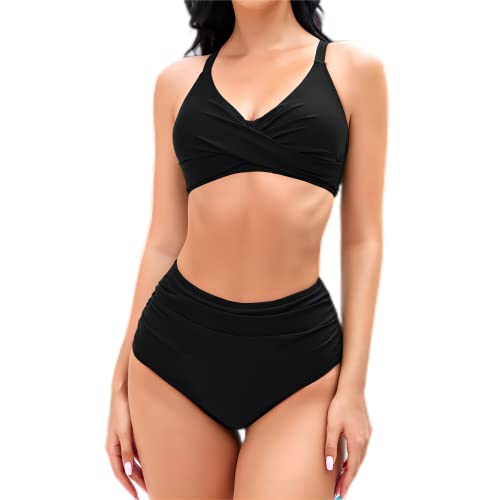 Mooncore Bikini Damen Set, Push Up Crossover Bikini-Oberteil High Waist...