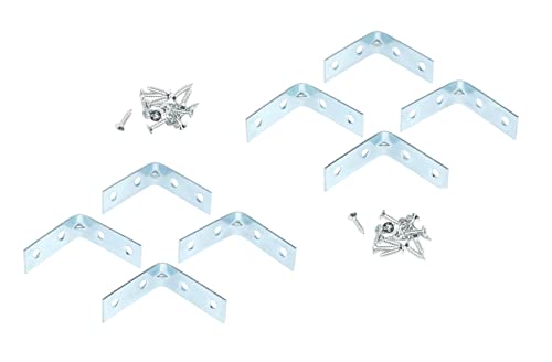 Invero Pack of 8 Metal Stainless Steel Corner Braces 90 Degree Joint Right Angle L Shaped Bracket Joiner 1.5-Inch