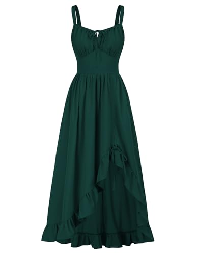 Scarlet Darkness Renaissance-Kleid für Damen, Sommer, ärmellos, Korsett, Sommerkleid mit Taschen, Grün (Forest Green), Mittel