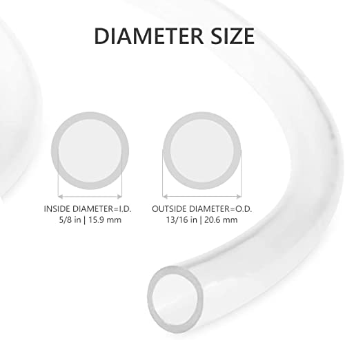 Image of Eastrans 5 /8 Inch ID, 50ft Clear Vinyl Tubing, Flexible PVC Plastic Tube | BPA Free and Non Toxic, UV / Chemical Resistant, Lightweight