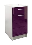 Berlioz créations bajo Mueble de Cocina 1 cajón + 1 Puerta, Paneles de partículas, Berenjena, 40 x 60 x 85 cm