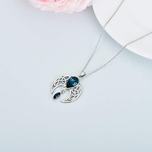 Aoboco Moon Necklace Sterling Silver Celtic Knot Crescent Moon Goddess Pendant Irish Good Luck Necklace For Women Mom Wife, Embellished With Crystals From Austria #TOP2