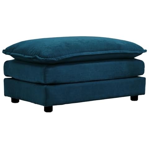 GNIXUU Upholstered Square Ottoman Module for Modular Sectional Sofa, Chenille Fabric Moveable Ottomans Footrest for Living Room, Bedroom(Blue). Cover