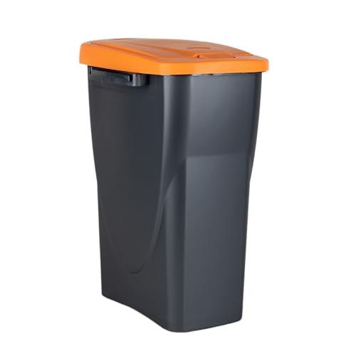 Cubo de basura naranja para reciclar residuos orgánicos | Capacidad de 15, 25 o 45 litros | Tres Medidas (15 L)
