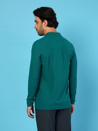 Image of TECHNOSPORT Mens Slim Fit Polyester Active Wear Collar Polo T-Shirt with Long Sleeves for Workout, Sports