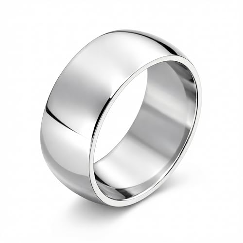 meditoys · Anneau en acier inoxydable pour femmes et hommes · Bague de 8,10 ou 12 mm de large · Argent mat/brossé ou argent poli brillant, Acier inoxydable