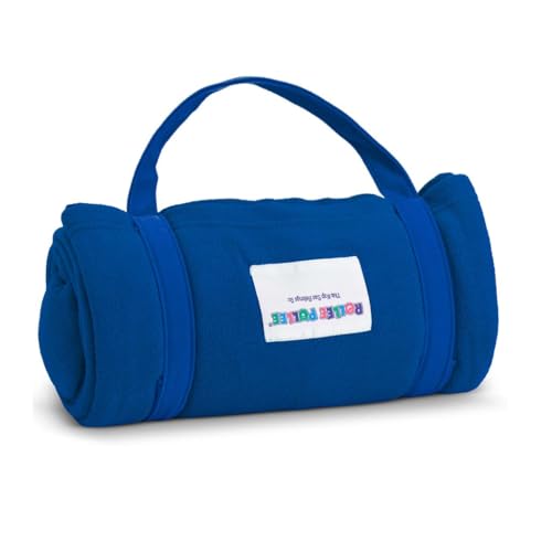 Rollee Pollee Kindergarten Nap Sac Roll-Up Boys and Girls Toddler Blanket with Attached Pillow – Soft Fleece Preschool Nap Mat for Daycare or Travel – Machine Washable – Royal Blue by ROLLEE POLLEE - Used condition - Image 2
