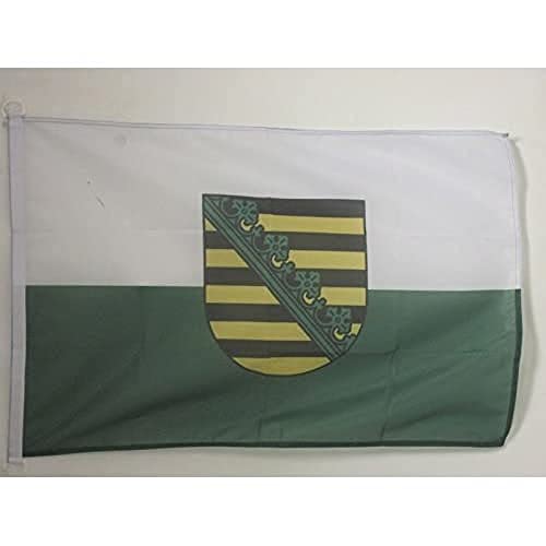 BANDERA NAUTICA del ESTADO DE SAJONIA 45x30cm - Pabellón de conveniencia SACHSEN - ALEMANIA 30 x 45 cm anillos - AZ FLAG