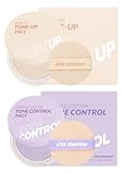I'M MEME Fair-Light Setting Powder - Tone Up Pact with Puff, 0.35 Oz + Compact - Purple Cotton Tone Control Pact, 0.35 Oz Bundle