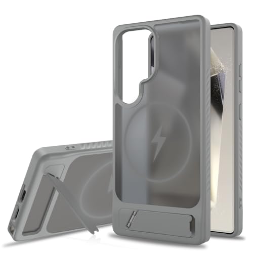 Image of MagPro L Case with Stand for Samsung Galaxy S26 Ultra | Strong Magnetic Compatible Cover, Hybrid Hard PC Back, Soft TPU Bumper, Shockproof Armor, Scratch Resistant | Translucent Matte Grey