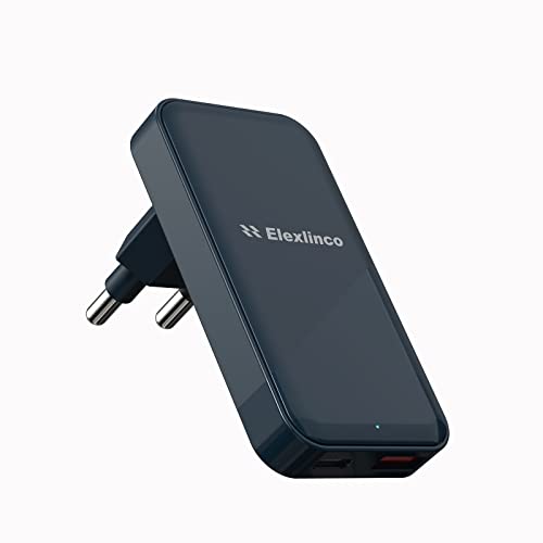 Elexlinco 20 W 2 puerto USB C Cargador, PD 3.0 Power Adapter enchufe de carga Compatible con iPhone, iPad, Samsung Galaxy, Nexus, HTC, Motorola, LG y muchos más (Azul)
