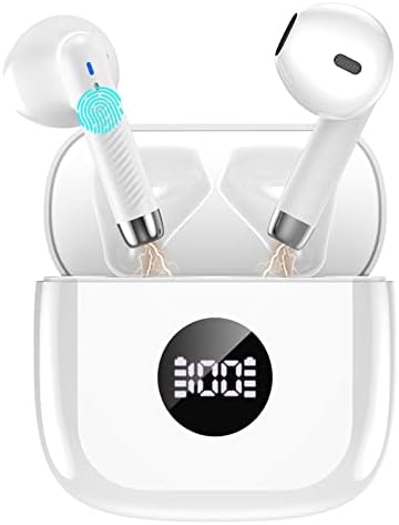 Wireless Earbuds, Bluetooth 5.3 Headphones in Ear HiFi Stereo, Mini Wireless Headphones with Noise Cancelling Microphone, 40H Playtime and LED Digital Display, IP7 Waterproof Wireless Earphones, Black