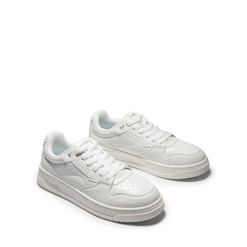 DREAM PAIRS DREAM PAIRS Women's Fashion Walking Skateboard Court Sneakers Comfortable Low Top Lace Up Non Slip Retro Vintage Casual Classic Athletic Shoes,Size 7.5,White,DWUMFN2505