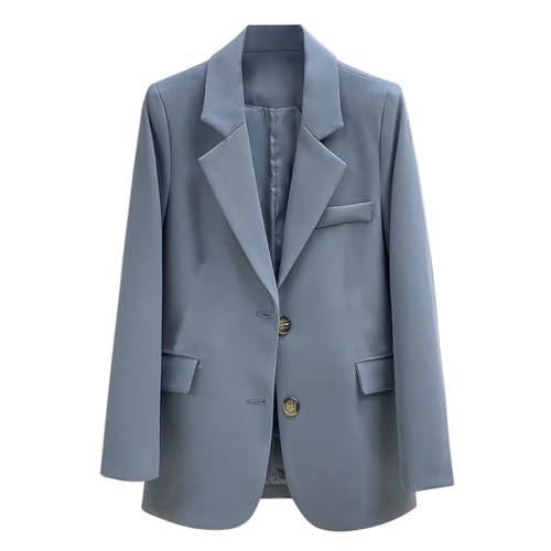 Womens Casual Blazers Pockets Long Sleeve Open Front Work Office Jackets Notch Lapel Button Blazer Suit for Business