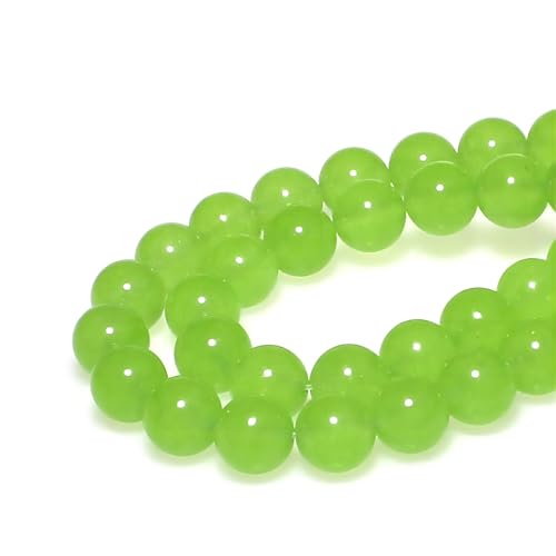 MJDCB Stone Beads 6mm 60pcs Round Fruit Green Jade Loose Gemstone Bead Charms for Jewelry Making Bracelet Necklace Earring Pendant
