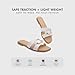 Herstyle Women’s Flat Sandals 2025 – Square Open Toe Fashion Casual Slides with Metal Chain, Memory Foam Footbed Insole, Slip-On Dressy Sandals for Summer,White, Size 10.0, Gena