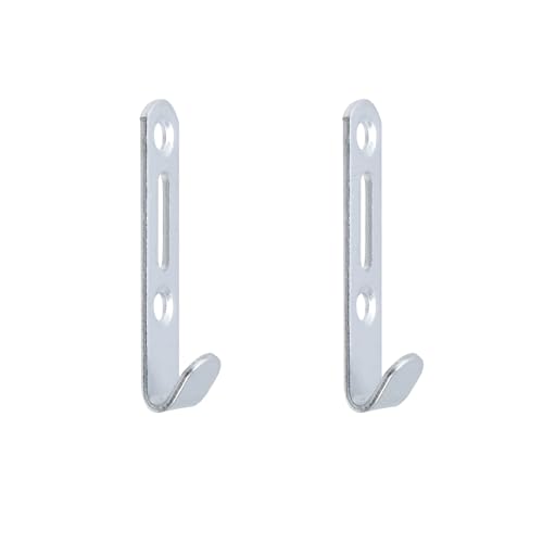 Image of 12pcs 50 lb Heavy Duty Hanger Iron Picture Hanger Wall Mounted Mini J Hook for Hanging Mirror Picture Frames Photos Artwork Wall Decor Keyhole Hangers (Double holes, Silver)