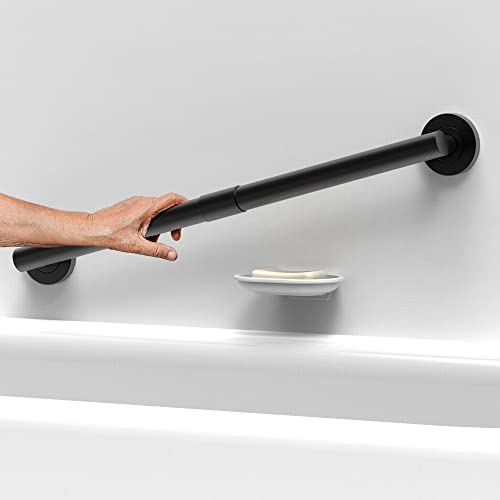Ameriluck 1-1/4 X 24 Inches Stainless Steel Designer Grab Bar For Bath Safety, Collection Glacier, Ada Compliant 500Lbs Loading Capacity, Matte Black #TOP6