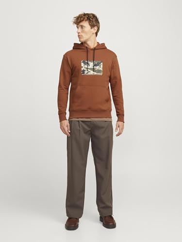 JACK & JONES Herren Kapuzenpullover Gedruckt, Brandy Brown,S – Ansicht 4