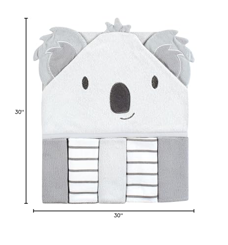 Image of Hudson Baby Unisex Baby Hooded Towel and Five Washcloths, Koala, One Size