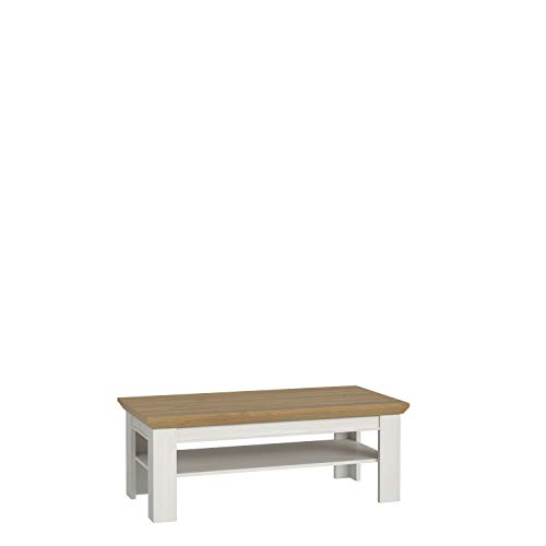 Newface - Mesa de Centro para salón, de Madera, 120 x 45 x 60 cm, con Estante, Madera de Roble de Nieve, combina con Estanque, tamaño único