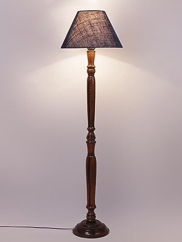 Image of Devansh Blue Jute Conical Wooden Floor lamp -27