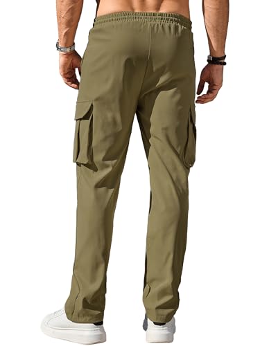 Image of Comdecevis Men's Casual Cargo Pants Workout Joggers Stretch Sweatpants Hiking Drawstring Tactical Pants with Multi Pockets