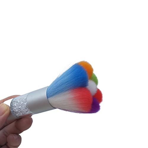 Colorful Nail Art Dust Remover Brush With Shiny Rhinestone Handle, Nail Brush Remover Cleaner For Acrylic Uv Nail Gel Powder Makeup Foundation (Silver) #TOP4