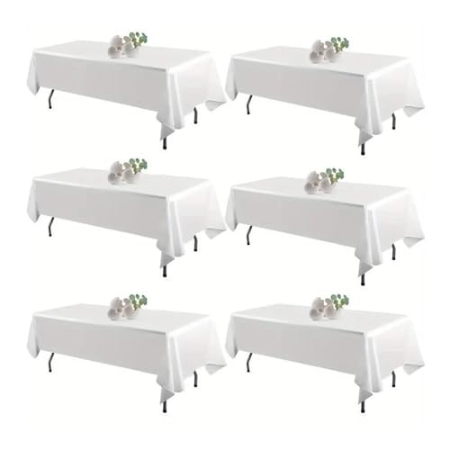 YETONADO 6 stuks wit tafelkleed, rechthoekig, vlek- en kreukbestendig, wasbaar polyester tafelkleed voor eettafeldecoratie (84 inch)