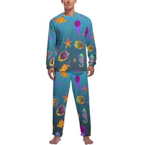 Ensemble de pyjama homme Hippocampe haut et bas vêtement de nuit premium à manches longues