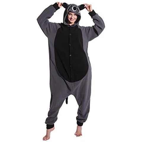 dressfan Unisex Adult Animal Pajamas Raccoon Cosplay Costume (XS(for Height 51"-56"), Grey) Cover
