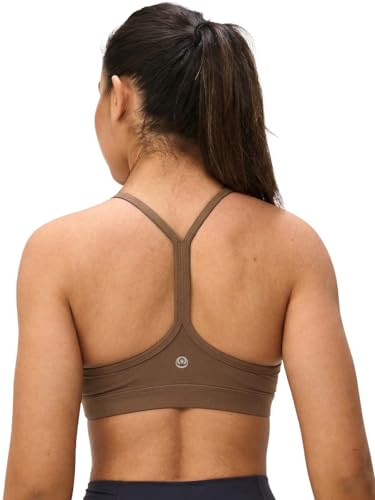 Image of Womens Y Back Padded Sports Bra Strappy U Neck Butter Soft Low Impact Workout Bras Yoga Pilates Walking