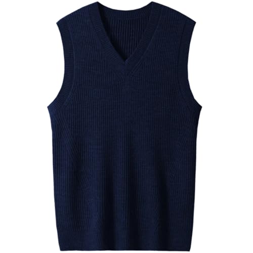 Men's Business Casual Classic Style Knitted Vest for Work V - Neck Sleeveless Pullover Sweater4