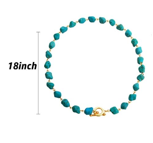 Bubgdyfo Irregular Turquoise Beaded Choker Necklaces For Women, Bohemian Hand Made Strand Toggle Clasp Necklace For Girl Party #TOP3