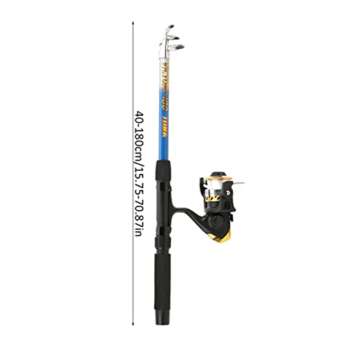 Kit de Vara de Pesca, Portátil Leve Náilon 1.8m Vara de Pesca Telescópica Com Carretel e Kit de Aces