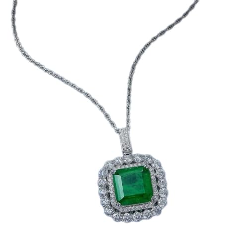 Pendentif émeraude Moissanite argent haute joaillerie femme