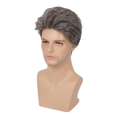 Baruisi Mens Short Wig Mixed Brown Cosplay Hair Wig Natural Synthetic Replacement Wig #TOP2