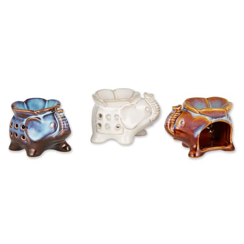Zingz & Thingz Decorative Ceramic Oil Warmer, Elephant Trio, 4x2.5x2.5