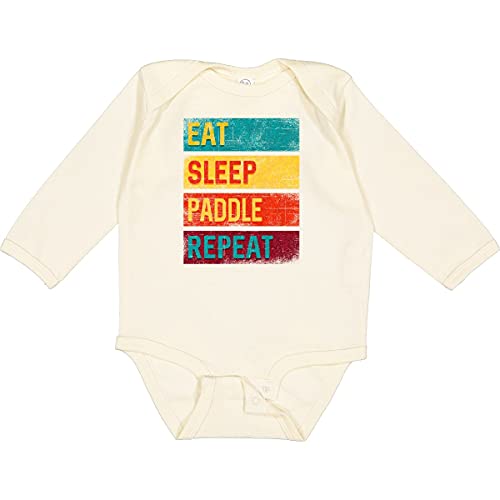 inktastic Stand Up Paddle Boarding Eat Sleep Paddle Repeat Long Sleeve Creeper 12 Months Natural 373ef