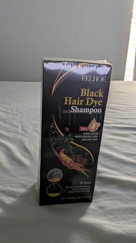 Black Hair Dye Shampoo, 3 in 1 Hair Color Shampoo with Ginseng and Ganoderma Extract, Moisturizing Care for Healthy Hair, 500ML/16.91 FL OZ image 4
