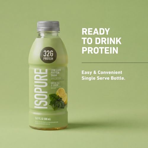 Image of Isopure Zero Carb 32g Clear Protein Ready-to-Drink, Whey Protein Isolate, Green Tea, 12 Pack (Packaging May Vary)