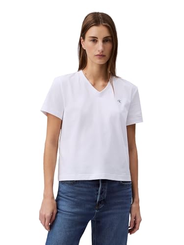 Calvin Klein Women's Archive Logo V-Neck T-Shirt Brilliant White
