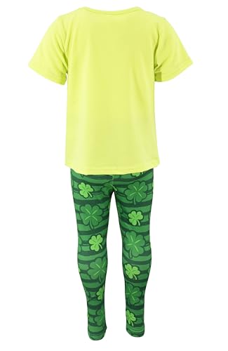 Image of Unique Baby 2 Piece Girls Printed Leggings Outfit with Short Sleeve Shirt Kid and Toddler Clothes Set