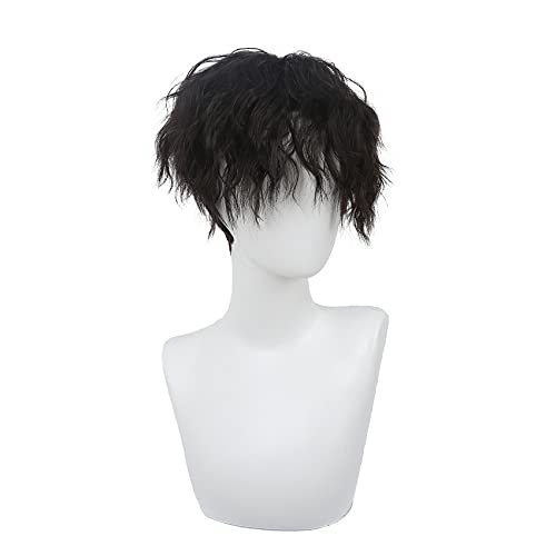 Swiking Curly Short Anime Wigs For Men Black Cosplay Synthesis Hair With Bangs Heat Resistant Natural Fluffy Wig For Male Dail Halloween Use #TOP1