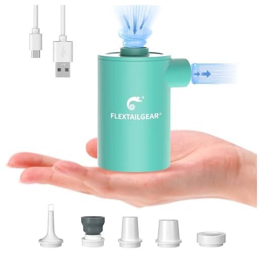 FLEXTAILGEAR MAX Pump 2020 Portable Air Pump with 3600mAH Battery USB Rechargeable Air Pump-Quick Inflate Deflate for Sleeping Pads, Air Mattress, Pool Toys, Floats, Swimming Ring, Air Bed (Green)