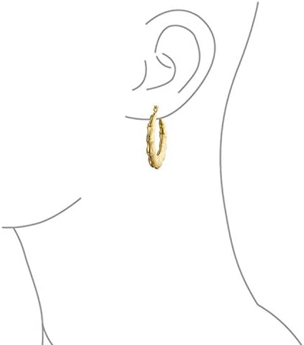 Fashion Statement Light Weight Hollow Big Large Bamboo Hoop Earrings For Women Teen 18K Gold Plated Brass 1 in 1.75 in 2 Inch Diameter