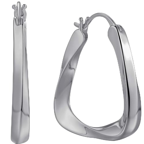Créoles carrées plaquées or 18k torsadées de 3.8 cm pour femme