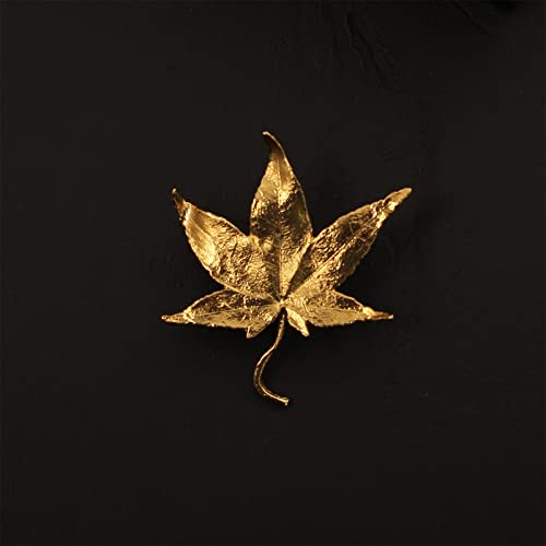 Joyluckycat Plant Maple Leaf Brooch, Metal Copper Piece, Gilded Brooch #TOP3