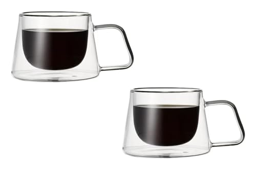 RHP Lot de 2/4/6 verres isothermes à double paroi - Verres à café résistants à la chaleur avec anse pour cappuccino, latte macchiato et thé - Élégantes tasses à thé isolées pour un plaisir optimal (2